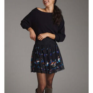 Anthropologie Sequined Tulle‎ Mini Skirt